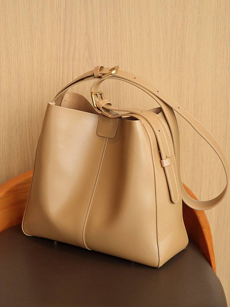 Zency Women Split Leather Tote Bag Luxury Designer Bucket Bags Handbag