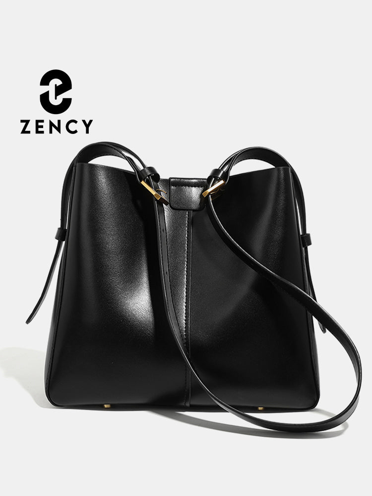 Zency Women Split Leather Tote Bag Luxury Designer Bucket Bags Handbag