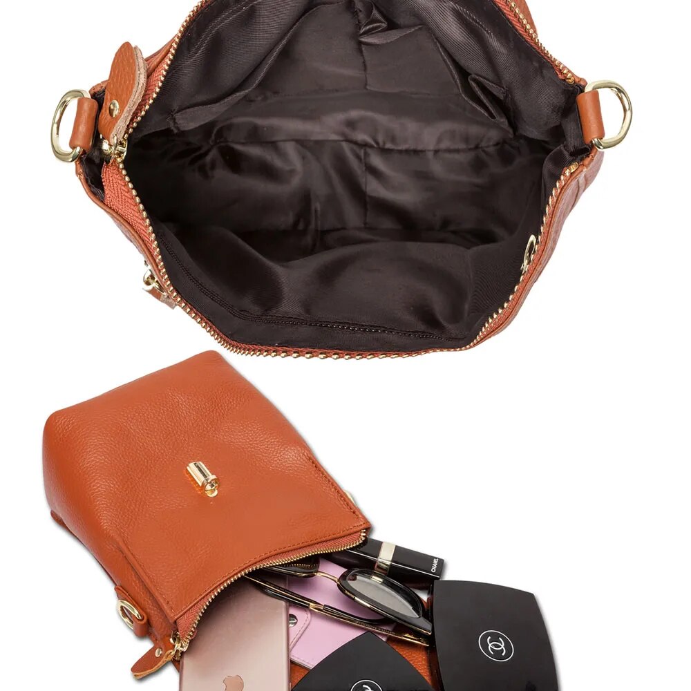 Genuine Leather Fashion Women Messenger Bag Phone Purse